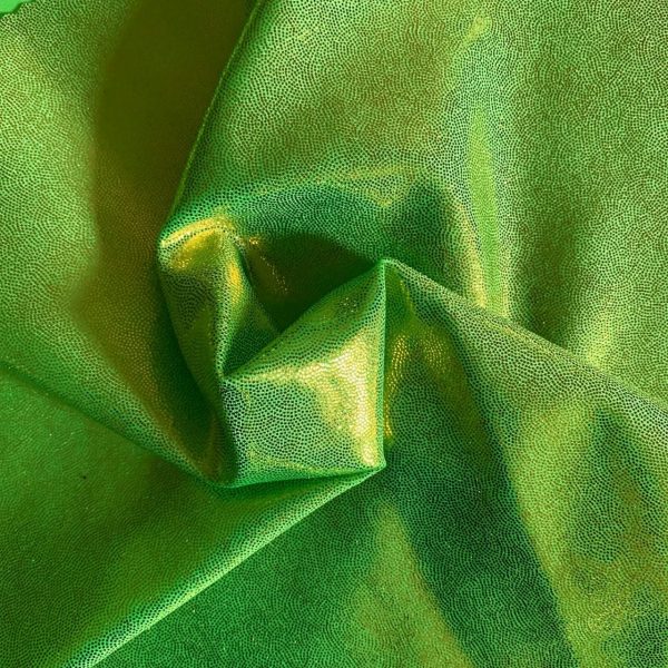 Lime Green Metallic Spandex Fabric by the yard. Metallic Stretch Fabrics online - Solid Stone Fabrics, Inc.