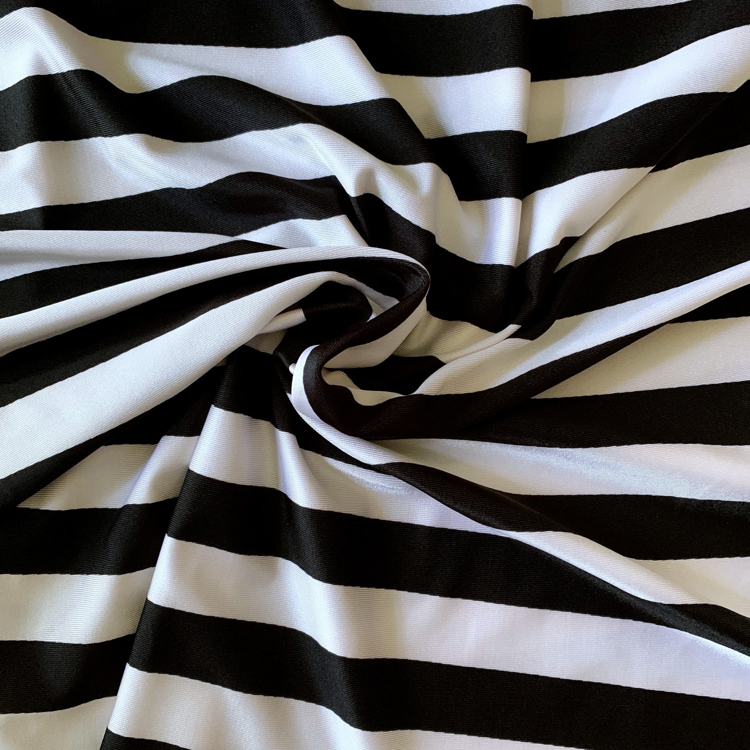 Monochrome Black & White Stripes 1 Inch Vertical Stripe Print Stretch  Spandex Fabric UK Sewing Apparel Punk