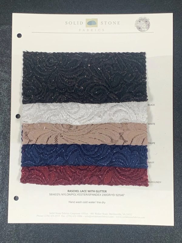 Raschel Glitter Lace - Color Card