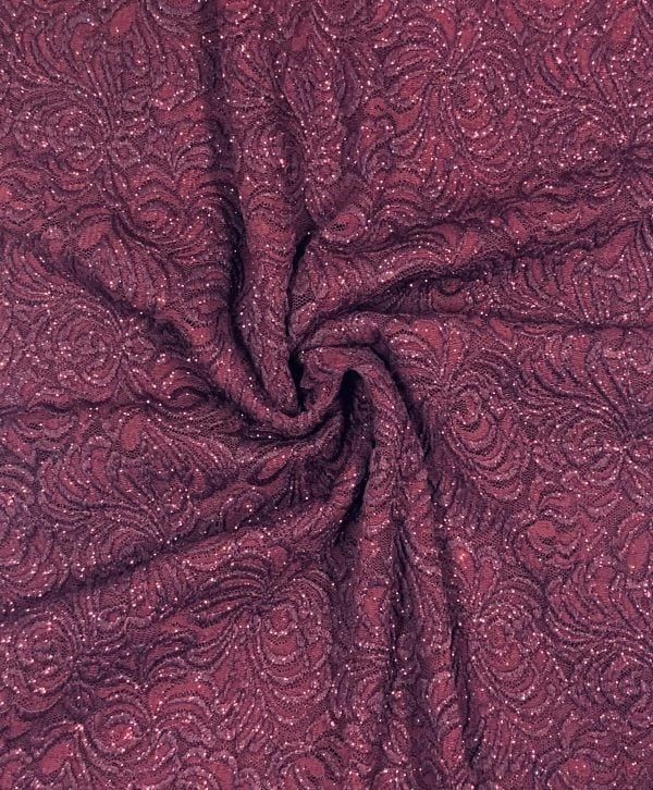 Raschel Glitter Lace - Burgundy