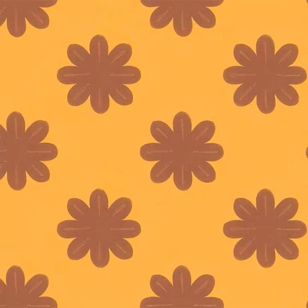 Simple Floral Orange Brown Print