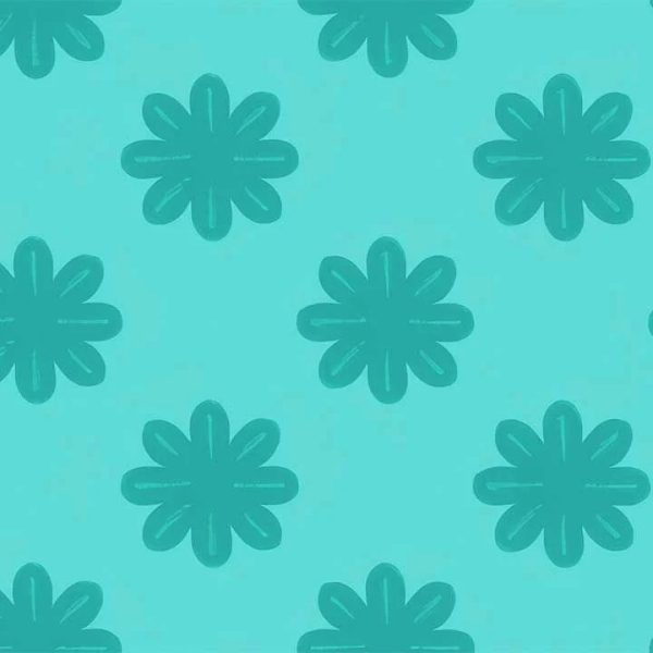 Simple Floral Teal Print